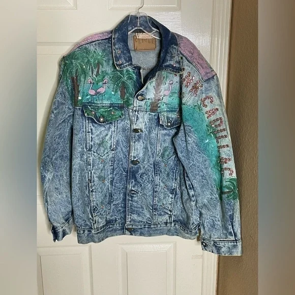 Vintage Distressed Studded Hollywood / Pink Cadillac Jean Jacket​​​​​​​​​​​​​​​​ - Picture 12 of 13